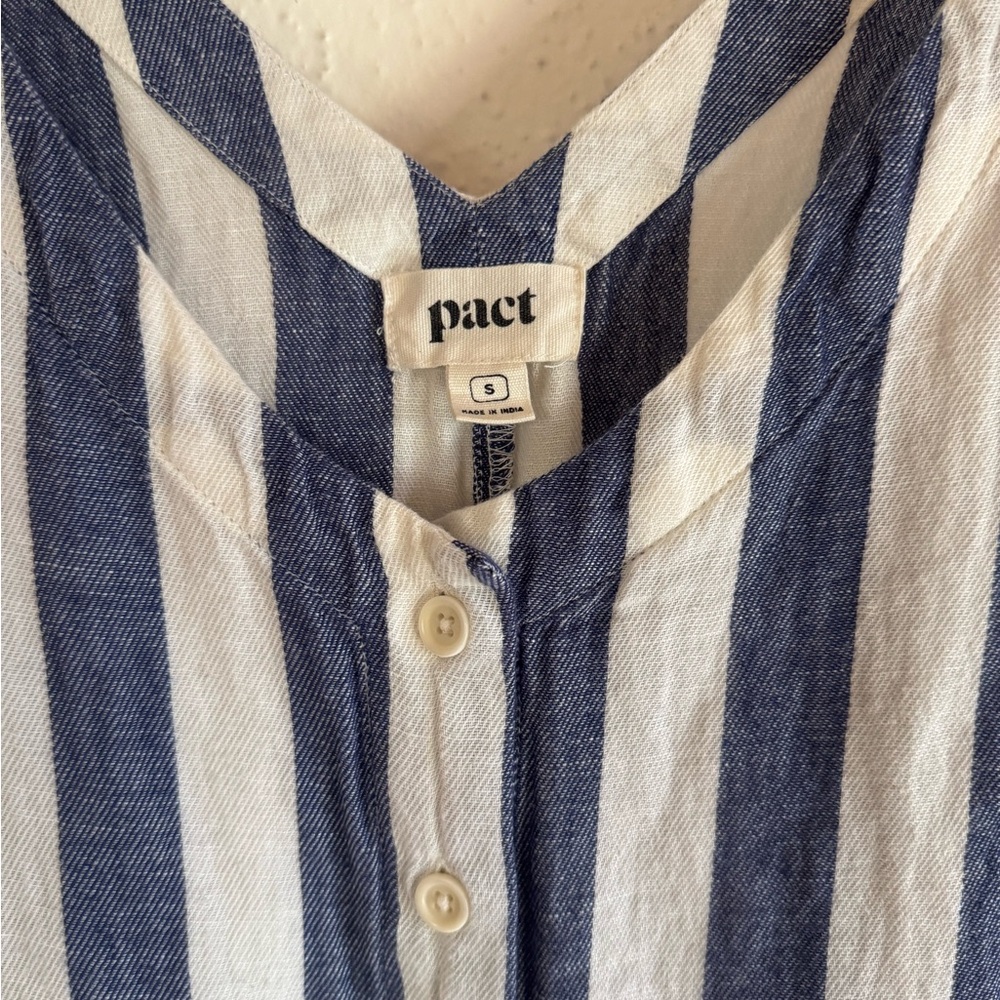 Pact Blue and White Striped Button-Front Jumpsuit - Picture 3 of 3